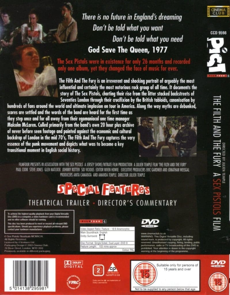 Dvd Sex Pistols The Filth And The Fury Au